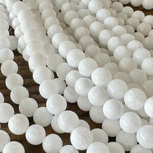8mm White Jade Bead Strand